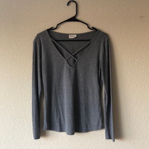 Cross cross ribbed LS top